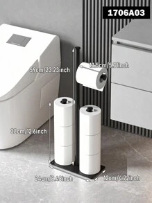 1 件独立式卫生纸架，带储物托盘，最多可容纳 6 卷 - 必备浴室配件浴室装饰秋季装饰 - 黑色 - 查看 7