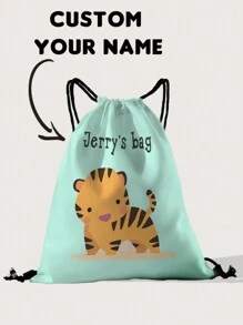 1 Piece Custom Drawstring Backpack With Cute Tiger Pattern, Can Be Personalized With Your Unique Design, Suitable For Children And Teenagers, Can Print Your Own Name Or Gift To Your Sister And Classmates - Multicolor - View 10