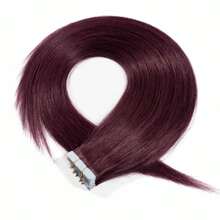 Lsybeauty 20pcs Straight Tape In 100% Remy Human Hair Extension For Salon  Multicolor  Color Wine Red 99J# 16-26 Inches Silk Straight Seamless Skin Weft Hair Extension Tape In Hair Tape Ins Hair Extentions - S99J - 查看 4