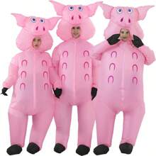 1 Stück aufblasbares Erwachsenen Maskottchen Kostüm rosa Schwein, Weihnachts Cosplay Kostüme für Mann Frau Tier Party Rollenspiel Kostüm ohne Batterie