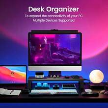 Monitor Stand With Wireless Charging 4 USB 3.0 Ports Metal Riser For Desk Aluminum PC Screen Stand For Office Laptop Computer I Printer Up To 32 Inches Black - Large - View 6