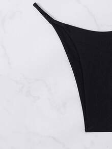 New 2pcs Women Bikini Set, Fashionable Shell Backless Solid Color Swimwear - Baby Blue - View 4