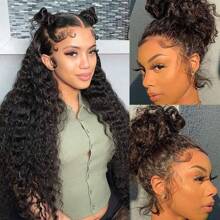 HJ WEAVE BEAUTY 360 Lace Front Wig Human Hair Deep Wave Lace Front Wigs For Women Brazilian Natural Curly Human Hair Wigs 360 Full Lace Wig Pre Plucked Hairline With Baby Hair 200% Density