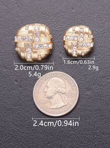 5 cái/gói Nút kim loại 3D rỗng hình vuông cổ điển có sọc đính đá, dùng cho áo khoác, áo len, áo len cardigan, vest; tự làm cho giày dép, mũ, hộp quà tặng, túi xách, mặt dây chuyền, phụ kiện trang trí - Nhiều màu - Xem 13