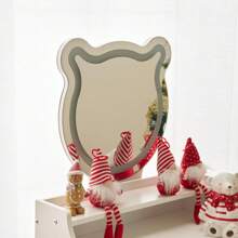 Karl Home 2 In 1 Kids Vanity Set With Lighted Mirror, Bear-Shaped Pretend Play Makeup Dressing Table With Large Drawer & Storage Shelf, Toddler Vanity Table & Chair Set For Little Girls, Pink Gifts