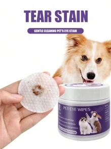 Paquete de 100 toallitas para ojos de mascotas - Elimina suavemente las manchas de lágrimas, residuos, secreción de los ojos de mascotas. Toallitas para ojos, orejas y dientes de perros y gatos. Productos de cuidado y limpieza esenciales para mascotas.