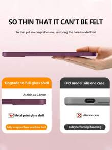 Mirror 1pc Photo Metal Paint Glass Phone Case, Compatible With Apple  16/16Pro/16Plus/16ProMax, Suitable For Valentine's Day/Couples/Family/Children/Pets - Purple - View 2