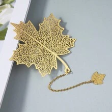 4pcs/1pc Metal Leaf & Flower Bookmarks, Bookmark Set, Maple Leaf, Four-Leaf Clover, Lotus, Ginkgo Leaf Bookmarks With Pendant Chain, Suitable For Book Lovers, Writers, Readers, Birthday, Graduation, Holiday, Valentine's Day, Wedding, Back To School, Teacher Supplies, Bible, Study Supplies, Christmas Gifts - Gold - View 6