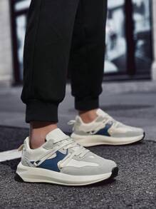 Giày thể thao nam đế dày chống trượt, đế da màu tương phản, thoải mái, giảm xóc, thời trang, phong cách cổ điển, giản dị, đa năng, dành cho các cặp đôi, đi bộ đường dài ngoài trời - Xám - Xem 7