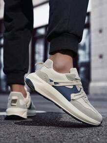 Giày thể thao nam đế dày chống trượt, đế da màu tương phản, thoải mái, giảm xóc, thời trang, phong cách cổ điển, giản dị, đa năng, dành cho các cặp đôi, đi bộ đường dài ngoài trời - Xám - Xem 9