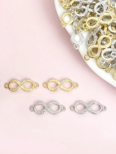 10 件创意无限标志水钻镶嵌镂空吊坠连接器 - 带双挂幸运数字 8 设计合金链接的饰品，适用于 DIY 男女时尚手链项链脚链 - 个性化礼物的独特配饰