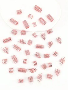 40个脏辫发圈 - 时尚合金发饰，适合女孩和女士编发，头部饰品，爪夹，发夹 - 玫瑰金 - 查看 4