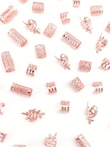 40个脏辫发圈 - 时尚合金发饰，适合女孩和女士编发，头部饰品，爪夹，发夹 - 玫瑰金 - 查看 5