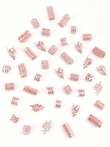 40个脏辫发圈 - 时尚合金发饰，适合女孩和女士编发，头部饰品，爪夹，发夹 - 玫瑰金 - 查看 3