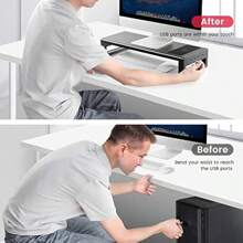 Monitor Stand With Wireless Charging 4 USB 3.0 Ports Metal Riser For Desk Aluminum PC Screen Stand For Office Laptop Computer I Printer Up To 32 Inches Black - Large - View 3