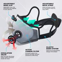 M Plus Dust Mask, Breathable Reusable Face Mask With 4 Activated Carbon Filters For Woodworking Construction Mowing Grinding - Modern2 + 8 Filters - View 3