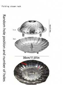 1pc Stainless Steel Collapsible Steamer Rack With Drip Tray, Adjustable Design For Steaming Fruits, Vegetables, Seafood - Silver - View 10