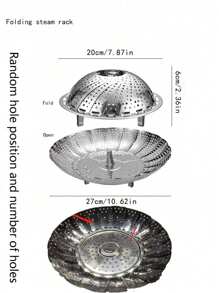 1pc Stainless Steel Collapsible Steamer Rack With Drip Tray, Adjustable Design For Steaming Fruits, Vegetables, Seafood - Silver - View 9