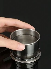 1pc Lightweight Folding Stainless Steel Cup, Portable High-Temperature Resistant Retractable Rinse Cup, Small Water Cup For Outdoor Travel