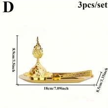 1/3PCS Metal Incense Burner, Creative Arab Style Golden Tower Hollow Mabkhara Bakhoor Burner, Incense Holder For Home Decoration, Stylish Metal Incense Clip Tray, Decorative Aromatherapy Accessory For Living Room, Bedroom, And Office E-I-D - Multicolor - View 10