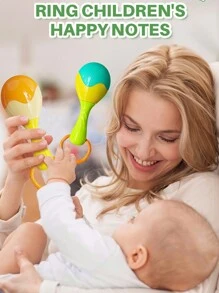 1 件套蒙特梭利婴儿玩具乐器摇铃沙锤铃铛儿童玩具儿童早教玩具 - 彩色 - 查看 6