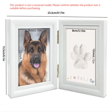 1 Stück Haustier Pfoten Abdruckfotorahmen, ohne farbige Accessoires, ohne Buchstabentafel, inklusive Ton Pfoten Abdruckset, Katzen oder Hunde Memorial Geschenk, Haustier Heimdekoration, Holz Tischrahmen, Reinweiß