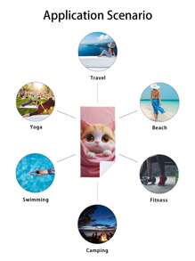 1pc Cute Cat Print Microfiber Beach Towel, Absorbent Swimming Bathroom Travel Blanket Summer,Holiday