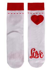 1 paire de chaussettes mi-mollet en forme de cœur, design unisexe doux et respirant, convient comme cadeau pour la Saint-Valentin ou l'anniversaire de la petite amie, pour porter selon la saison