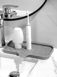 1/2 Silikonowa tacka ociekowa, osłona przeciwbryzgowa zlewu kuchennego - silikonowa podkładka odpływowa na uchwyt kranu, dozownik płynu do mycia naczyń, uchwyt na gąbkę, idealna do blatów kuchennych i łazienek