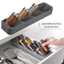 Kitchen Drawer Cutlery Storage Tray Knife Holder Spoon Forks Tableware Organizer Container For Spice Bottles Knives Block Rack - Army Green - View 4