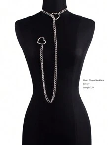 Women's Handmade Punk Gothic Style Heart-Shaped Sliding Chain Necklace - Heart - View 10