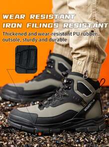 Nowe, unisexowe, wysokie buty robocze, lekkie, odporne na zgniecenia i przebicia, wodoodporne, antypoślizgowe i odporne na zużycie, do zastosowań w budownictwie i przemyśle. - czarny zielony - Zobacz 6