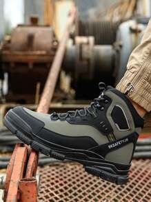 Nowe, unisexowe, wysokie buty robocze, lekkie, odporne na zgniecenia i przebicia, wodoodporne, antypoślizgowe i odporne na zużycie, do zastosowań w budownictwie i przemyśle. - czarny zielony - Zobacz 10