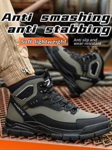 Nowe, unisexowe, wysokie buty robocze, lekkie, odporne na zgniecenia i przebicia, wodoodporne, antypoślizgowe i odporne na zużycie, do zastosowań w budownictwie i przemyśle. - czarny zielony - Zobacz 8