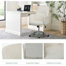 High Back Shell-Shaped Office Chair Ergonomic Home Computer Desk Chair Adjustable Height Tilt Tension Swl Rolling Lounge Task Chair For Adult Working Relaxing Beige - Beige1 - View 4