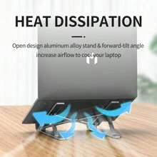 This 26cm X 5cm Portable Adjustable Aluminum Laptop Stand Is Compact, Foldable, And Non-Slip, Suitable For Desktop Use, With Enhanced Heat Dissipation And Ergonomic Design. The Stand Focuses On Portability, Convenient For People Who Need To Work Anytime, Anywhere. It Weighs Only About 200g. - Silver - View 5