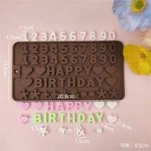 1pc Silicone Chocolate Mold, Candy Letter & Number Mold, Happy Birthday Date Cake Decorative Alphabet Mold - Multicolor - View 9