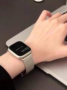 1pc Christmas Gift Magnetic Milanese Mesh Metal Folding Strap Compatible With Apple Watch Apple Watch Band Bands, Luxury Feeling Watch Band Compatible With Apple Watch Series 7/6/5/4/3/2/SE Compatible 42mm 38mm 40mm 41mm 44mm 45mm 46mm 49mm, Unisex Fashion Smartwatch Replacement Strap Compatible With Apple Watch Ultra2 Ultra SE2 SE 10 9 8 7 6 5 4 3 2 1