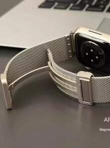 1pc Christmas Gift Magnetic Milanese Mesh Metal Folding Strap Compatible With Apple Watch Apple Watch Band Bands, Luxury Feeling Watch Band Compatible With Apple Watch Series 7/6/5/4/3/2/SE Compatible 42mm 38mm 40mm 41mm 44mm 45mm 46mm 49mm, Unisex Fashion Smartwatch Replacement Strap Compatible With Apple Watch Ultra2 Ultra SE2 SE 10 9 8 7 6 5 4 3 2 1