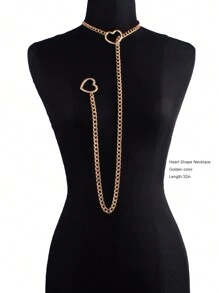 Women's Handmade Punk Gothic Style Heart-Shaped Sliding Chain Necklace - Heart - View 11