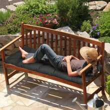 1Pc 51.18x19.68IN Waterproof Bench Seat Cushion W/ Ties Strap, Long Chair Cushion For Indoor Outdoor Garden Patio Balcony Entryway - 黑色 - 查看 3