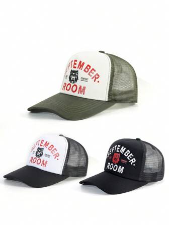 1 件男士字母图案棒球帽，复古户外太阳帽，时尚百搭，适合男士春夏休闲装和街头风格，可作为礼物