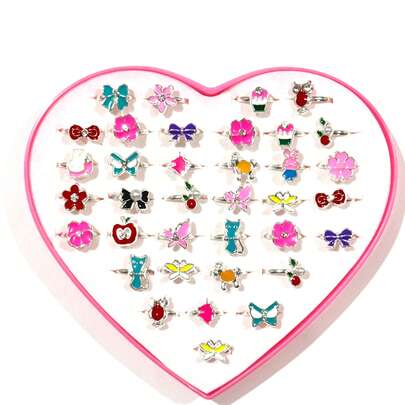 Kit 6-36 Unidades Anéis Sortidos Ajustáveis Menina