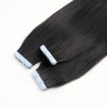 Tape In Hair Extensions Human Hair Silk Straight Cuticle Remy Tape In Extensions Skin Weft 20pcs/Pack 12" 14" 16inch Tape Ins - Natural Black - View 4