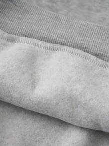 Capucha con estampado de letra con forro térmico con bolsillo de canguro con cordón - Gris - Ver 6