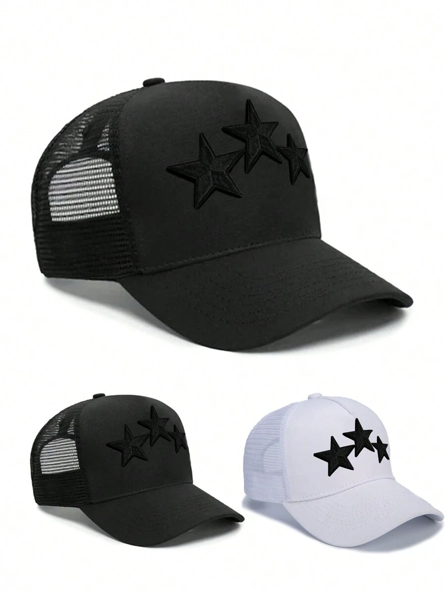 1pc Five-Star Patch Breathable Adjustable Baseball Cap, Suitable For Daily Casual Sun Protection Wear, New Stylish Design - Baseball Mesh Cap - View 1