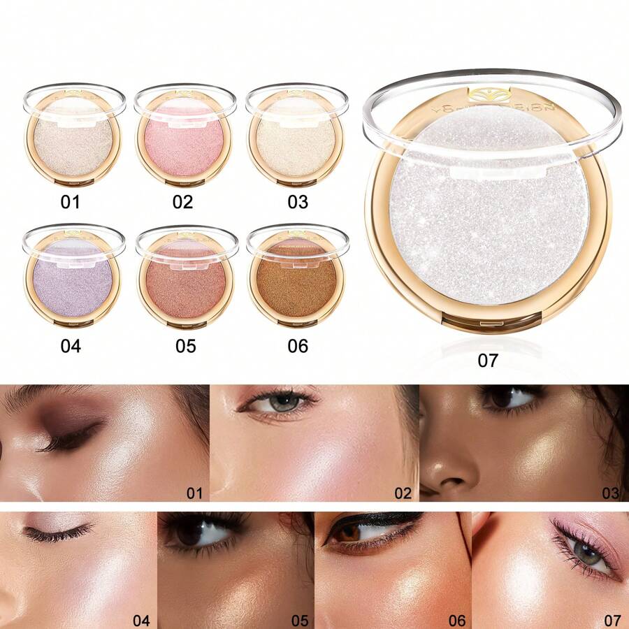 YOUNG VISION 1 盒装烘焙高光粉，偏光高光粉饼，用于塑造面部轮廓和鼻影 - 彩色 - 查看 1