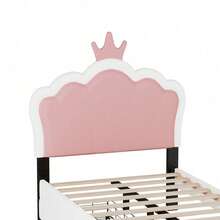 Twin Size Upholstered Princess Bed With Crown Headboard And 2 Drawers,Twin  Size Platform Bed With Headboard And Footboard, Pink+White - 粉色 - 查看 8