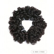 3pcs 6-Inch Brazilian Curly Real Human Hair Extensions, Fluffy Curly Braiding Hair - SNatural - View 5