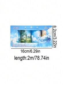 4 rouleaux/boîte Ensemble de rubans en PET imperméables de style de peinture à l'huile pastorale décontractée, avec différents motifs de paysages pastoraux imprimés en grand format. Utilisés pour la confection de matériaux de décoration de cahier, de paysage et de cadeaux pour les amis à la rentrée scolaire - Multicolore - Voir 2